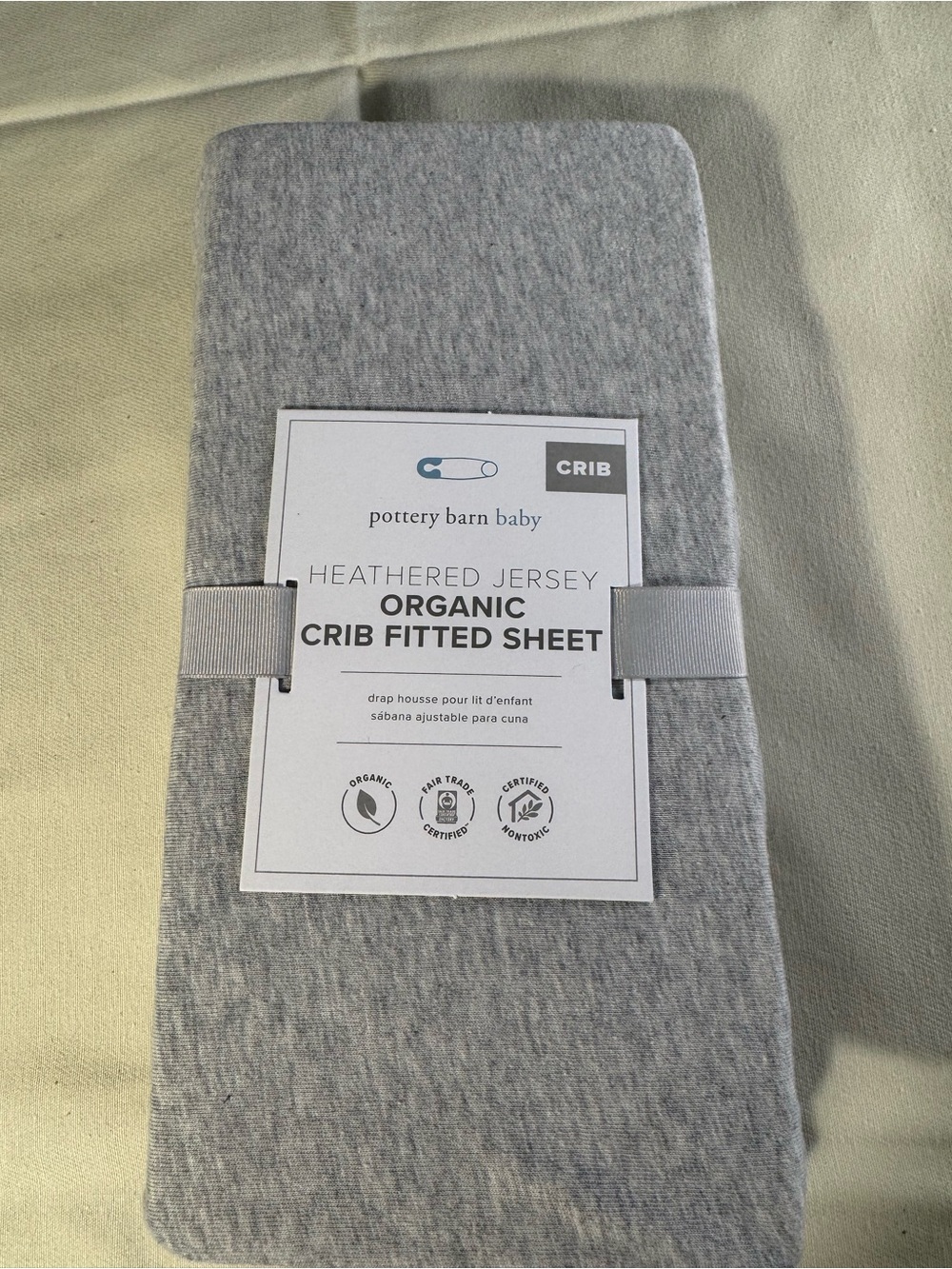 Pottery Barn Baby Heathered Jersey Organic Crib Sheet - Light Gray